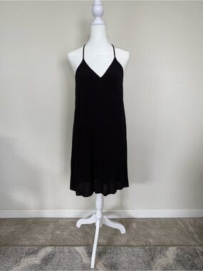 ANGL Black Strapless Slip Dress with V-Neck